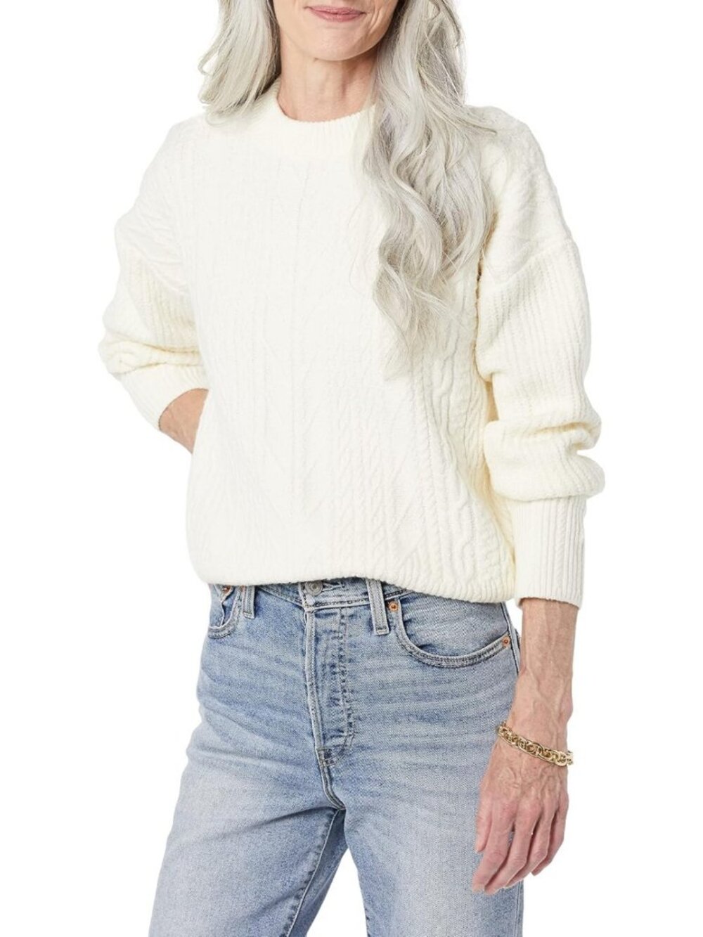 Cozy Cable Knit Sweater - Soft Touch Relaxed Fit Crewneck (Plus Size Available)